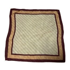 Vintage Robinson Golluber Brown Tan Striped Square Scarf Retro 70s Classic